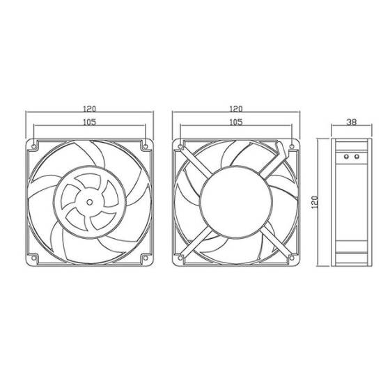 UF-123823 AC 220V 0.14A Metal Fan 120x120x38mm - 2