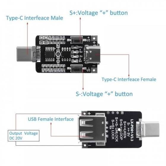Usb Giriş QC2.0/3.0 Decoy Modülü Boost Tetikleyici Anakart 9V 12V 20V Ayarlanabilir Güç Kaynağı - 2