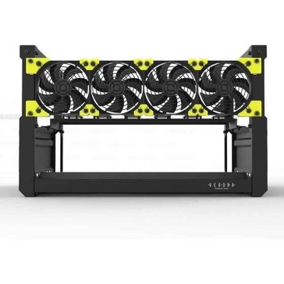 VEDDHA MINERCASE T3 6GPU Alüminyum Alaşımlı İstiflenebilir Çerçeve - 3080/3090 Özel Uzatma Transfer Kartı x6 ile Boyut:552X338X385mm - 2