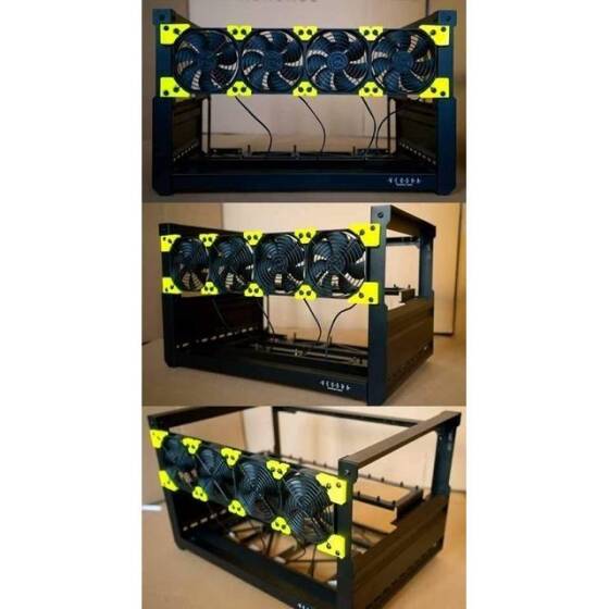 VEDDHA MINERCASE V4C 6GPU Alüminyum Alaşımlı Çerçeve Fansız Boyut: 640x350x380mm - 3