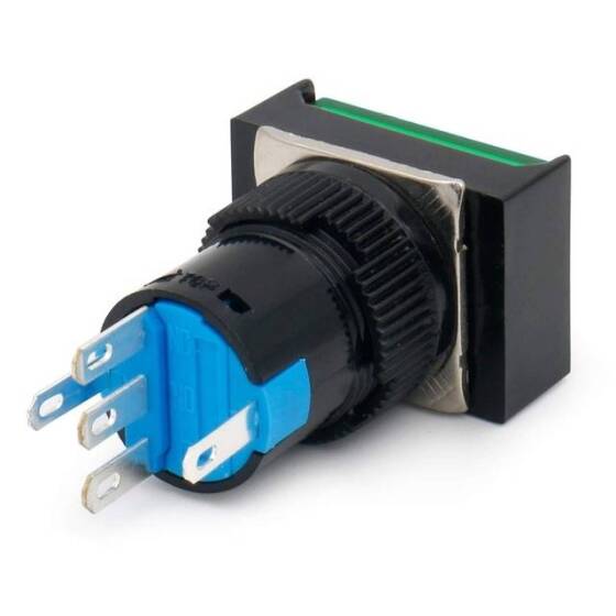 Yeşil LA128A 12V 5 Pin 16mm Kendini Sıfırlamalı Yuvarlak Push Buton - 5