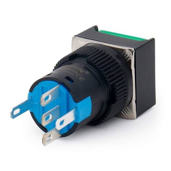 Yeşil LA128A 220V 5 Pin 16mm Kendini Sıfırlamalı Yuvarlak Push Buton - 4