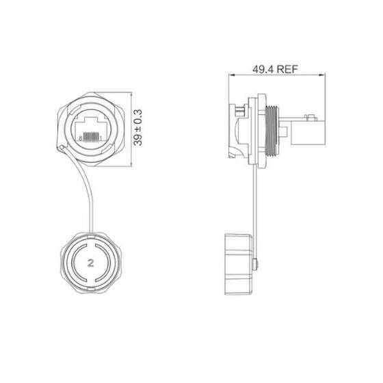 YT-RJ45-JSX-01-001 Su Geçirmez Ethernet Konnektörü - Dişi - 3