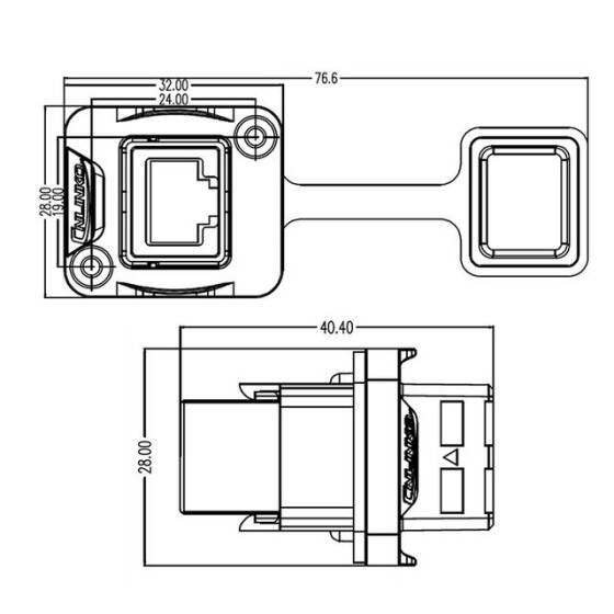 YT-RJ45-JSX-05-003 Su Geçirmez Ethernet Konnektörü - Dişi - 2